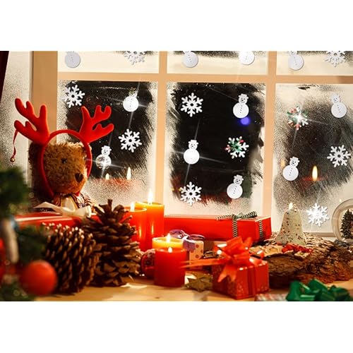 24pcs Christmas Mirror Wall Decals, Silver Christmas Snowman Acrylic Mirror Wall Sticker Snowflake Decorative Window Cling Holiday Party 3D Wall Decal for DIY Home Wall Bedroom Living Room Decoration