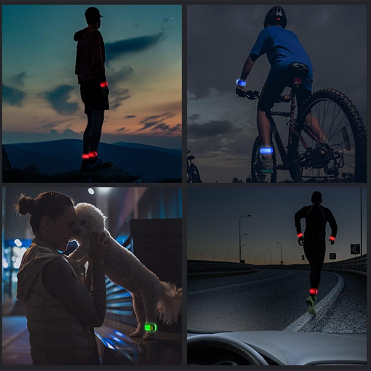 Simket LED Armband - Rechargeable Running Lights for High Visibility | 2 Pack Adjustable Arm Bands