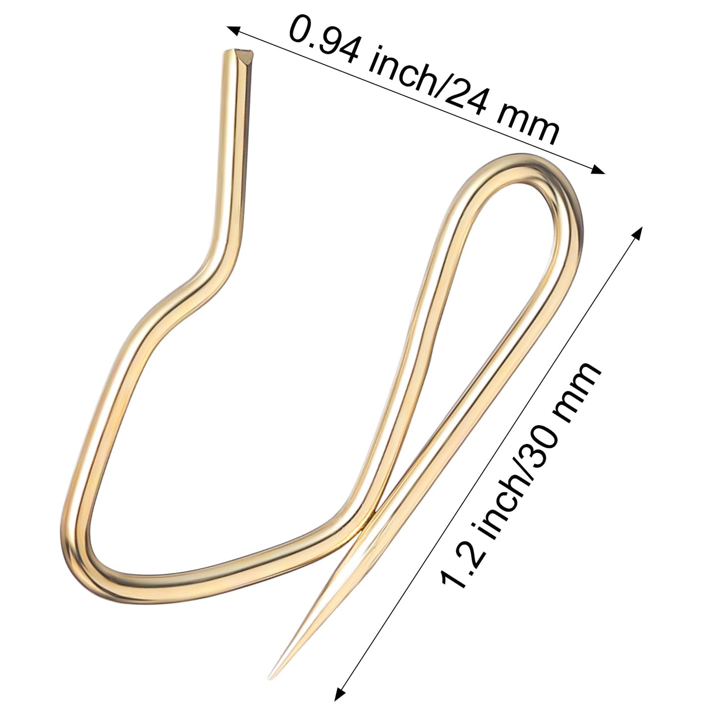 120 Pack Drapery Hooks Pins for Curtains, Metal Curtain Hooks Pins for Drapes Pinch Pleat Hooks with Clear Box 1.2 Inch for Window Curtain, Door Curtain and Shower Curtain (Gold)