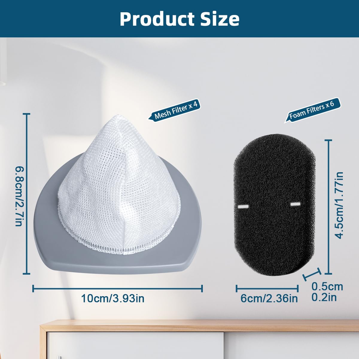 4 Pack 2033 Vacuum Replacement Filter Compatible with Bissell Featherweight Stick Lightweight Bagless Vacuum 20331 20333 20334 20336 20339 2033M, 4 Mesh Filters & 6 Foam Filters, Replace No.1611508