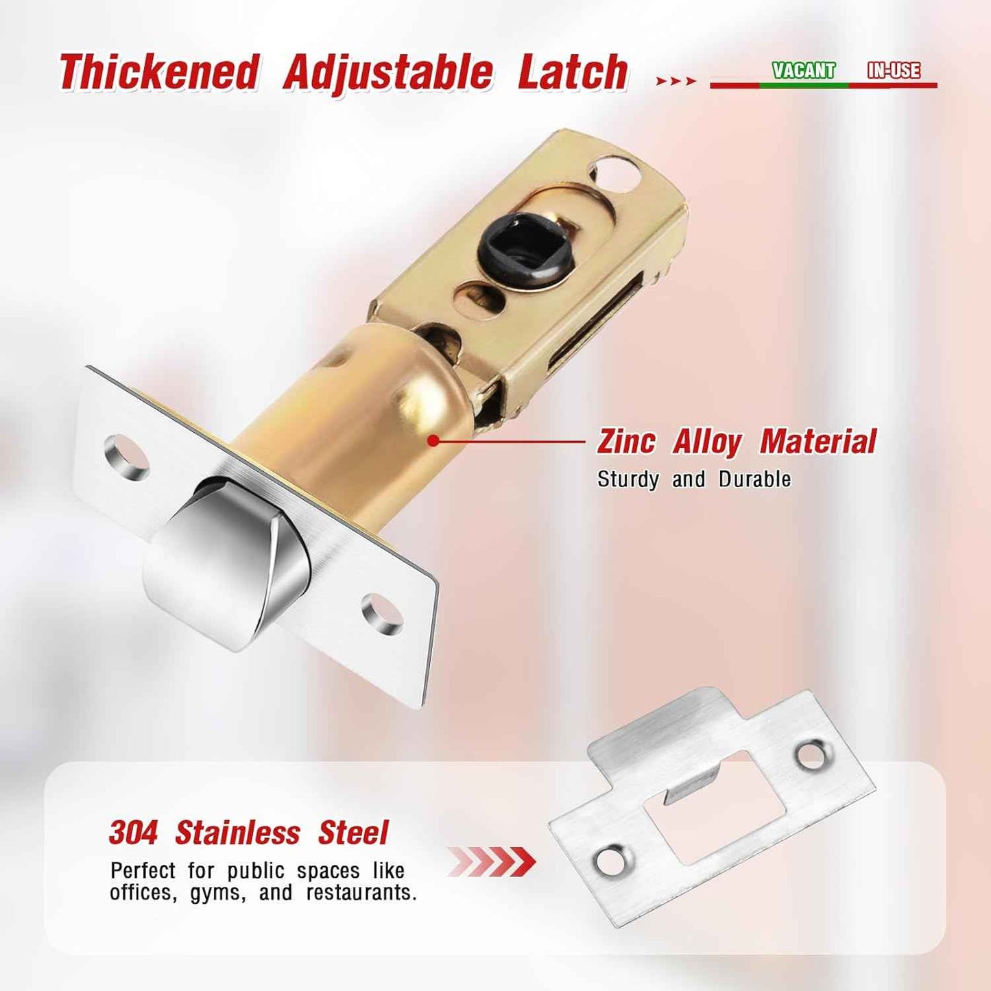Commercial Grade Black Bathroom Privacy Door Lock - Vacant/Occupied Indicator for Restrooms