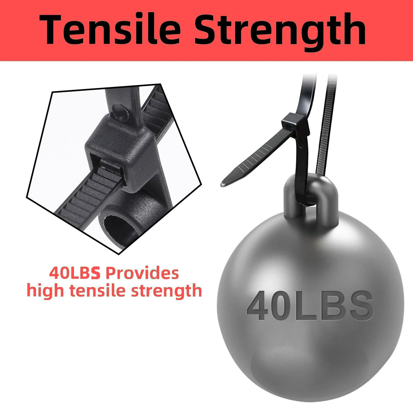 100 PCS Nylon Universal Cable Tie Buckle, Zip Ties With Screw Hole, with 50 PCS Screw Hole 75 lbs Mountable head Cable management Ties for Indoor & Outdoor Use