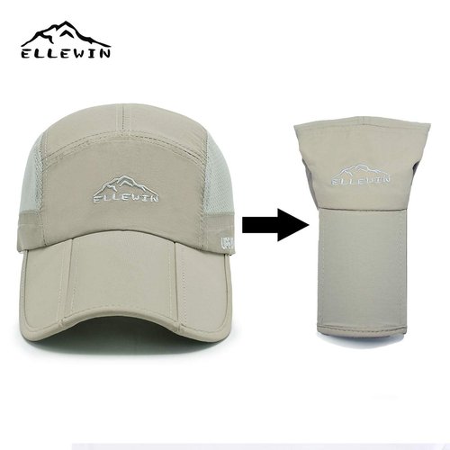 ELLEWIN 2 Pack Unisex Baseball Cap Foldable Sports Hat with UPF 50+ Runing Hat for Men and Women Dark Gray/Light Gray