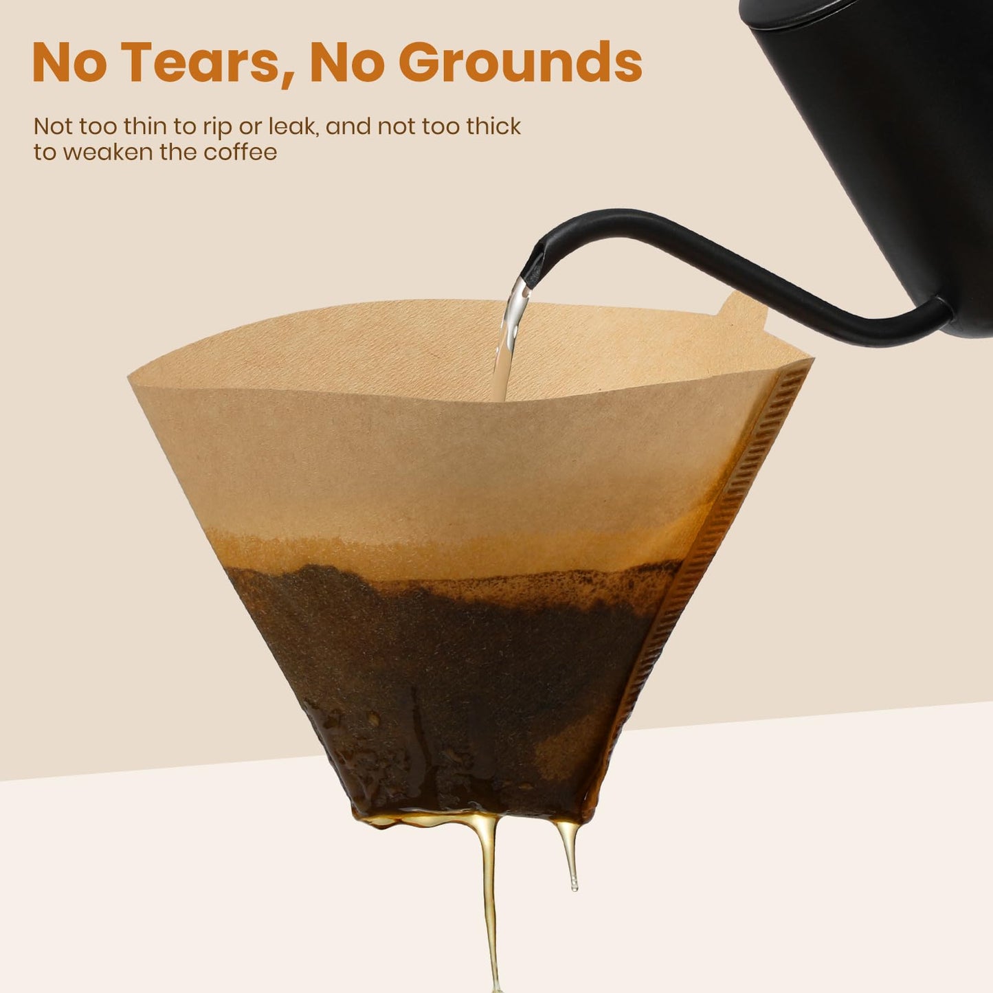 #4 Cone Coffee Filters 8-12 Cup, 200 Count Unbleached Natural Coffee Paper Filters, No Blowout, Disposable Coffee Filter for Pour Over and Drip Coffee Maker