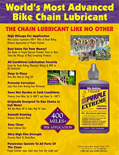 Purple Extreme Bicycle Chain Lubricant - High Mileage Synthetic Bike Lube