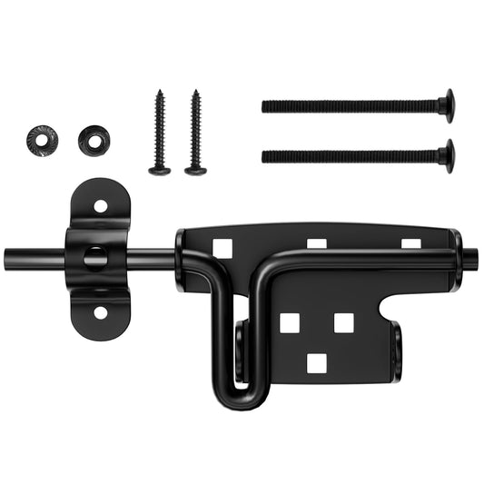 KABMOZ Slide Bolt Gate Latch,Wooden Fence Door Lock with Padlock Hole,Heavy Duty Hardware for Wooden Fence,shed Door,Yard Door,Barn Door,Outdoor Latch,Black (1, Black)