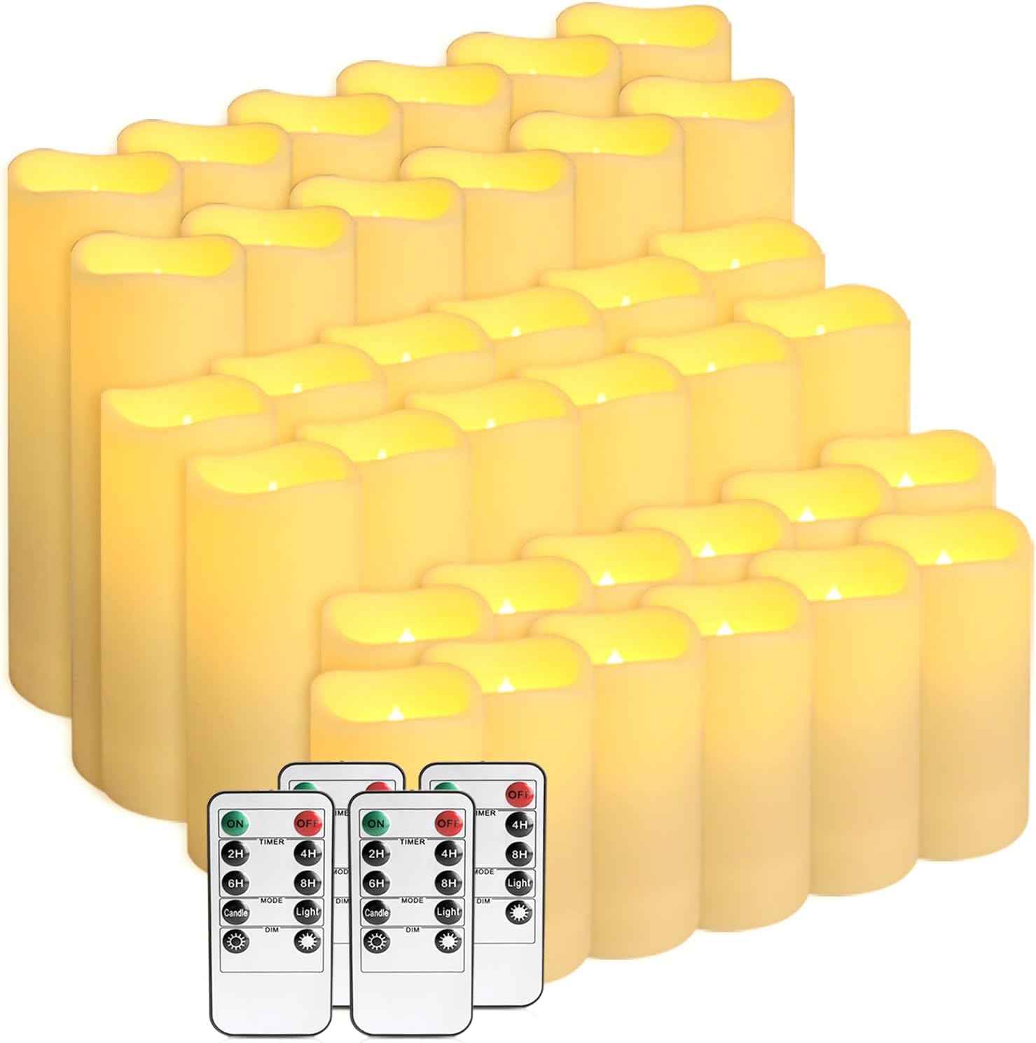 24-Pack Remote Control LED Flameless Candles - 3D Flame Timer Candles for Home, Weddings & Holidays
