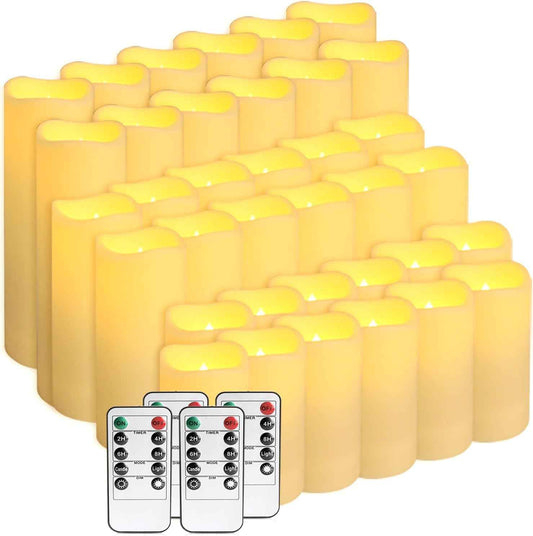 24-Pack Remote Control LED Flameless Candles - 3D Flame Timer Candles for Home, Weddings & Holidays