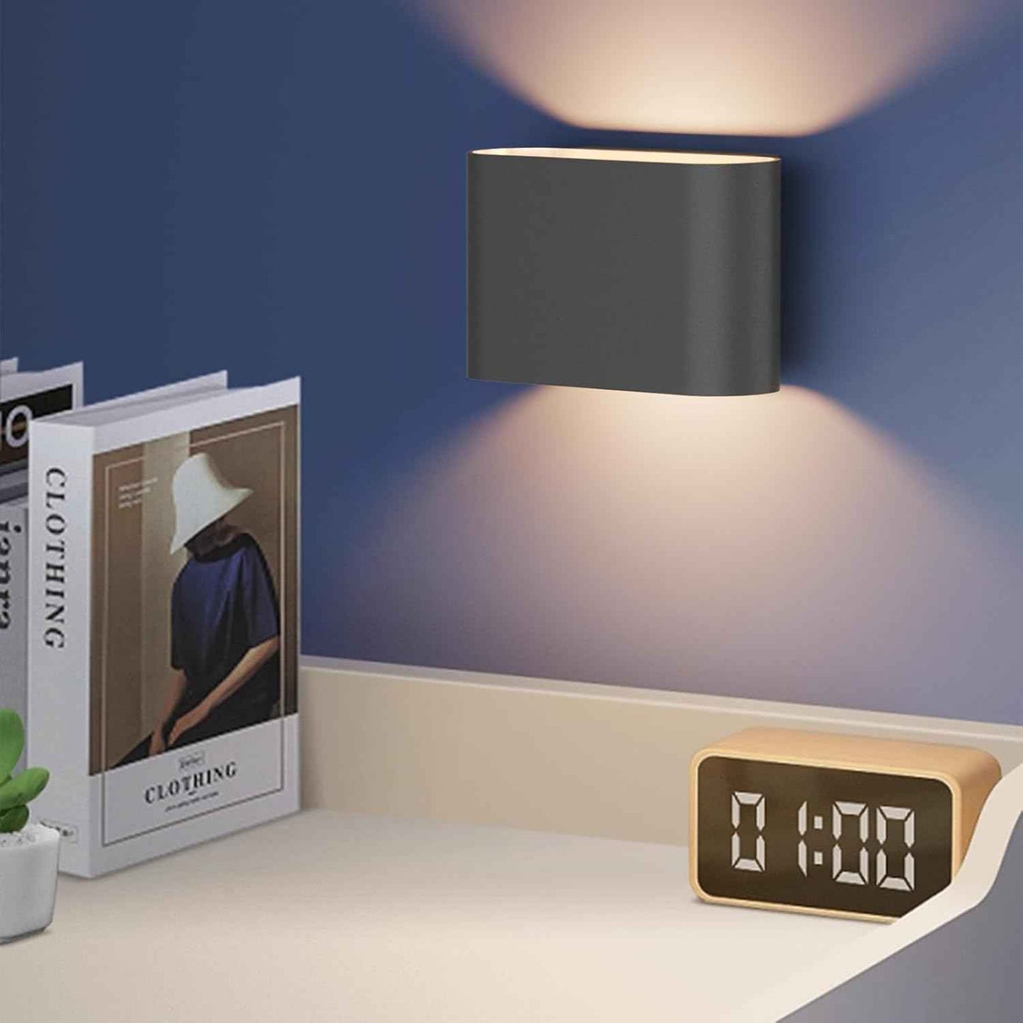 Modern Black LED Wall Sconces Set of 2 - Hardwired Up & Down Indoor Lights for Living Room, Bedroom, Hallway - Warm White 3000K (Includes G9 Bulbs)
