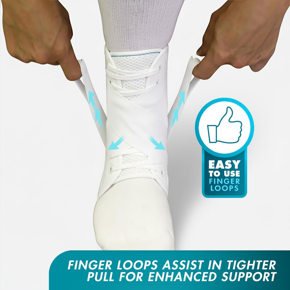 Med Spec ASO Ankle Stabilizer (XX-Large, White) – Lace Up Ankle Brace for Ankle Sprain and Instability, Orthopedic Ankle Support for Men, Women, Adults, Teens and Kids, Sports Injury Recovery, 264007