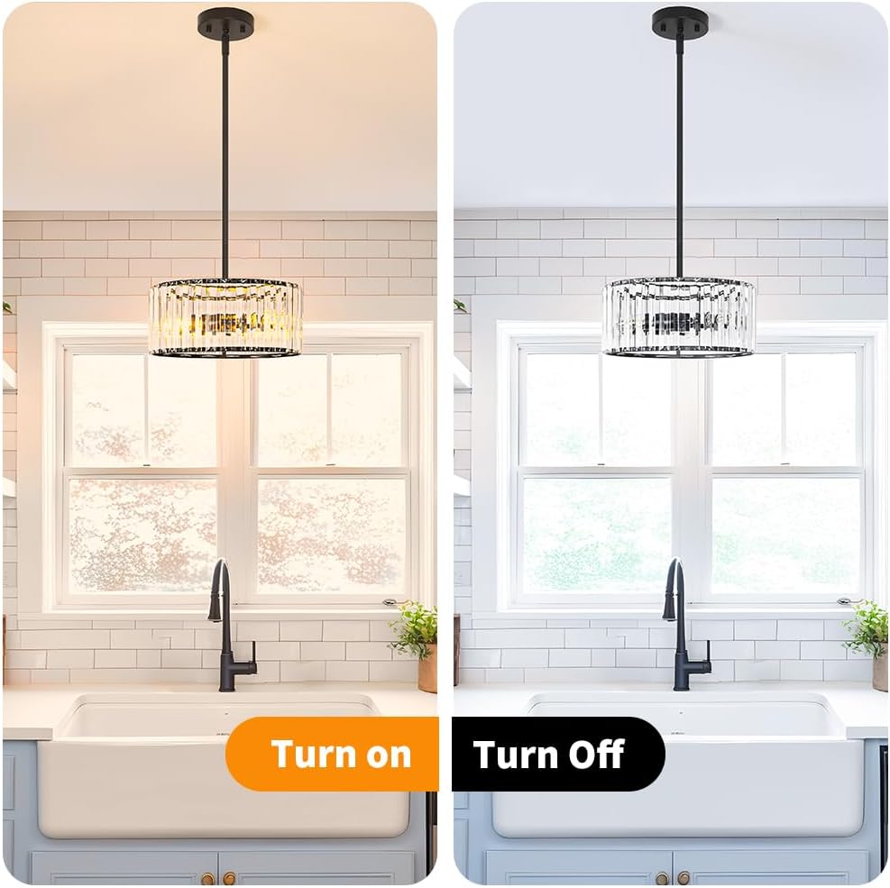 Modern Gold Crystal Ceiling Light Fixture - 11-Inch Semi Flush Mount Chandelier for Kitchen & Entryway