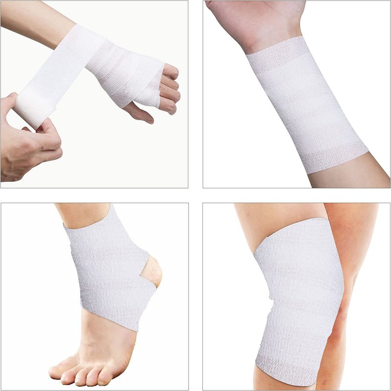 24 Pack White Self Adhesive Bandage, 2 Inch Medical Wrap Self Adherent Wrap Cohesive Bandage Rolls Self Stick Bandage Tape First Aid Gauze for Sports, Leg, Knee, Ankle, Swelling, Wrist Sprains