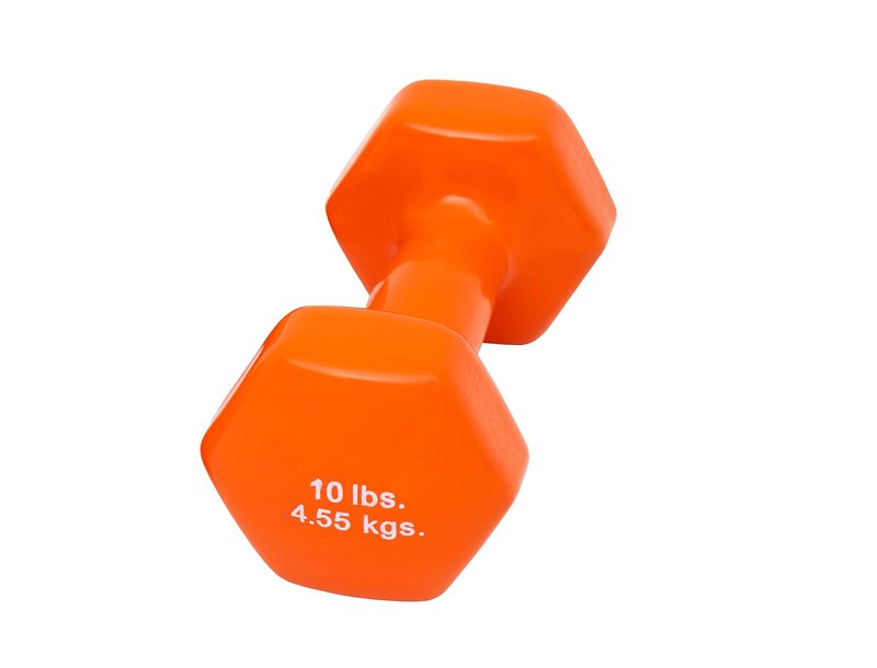 CanDo Vinyl Coated Dumbbell Orange 10 lb Single 1pc Handheld Weight for Muscle Training and Workouts, Color Coded Anti-Roll Home Gym Equipment, Beginner and Pro…