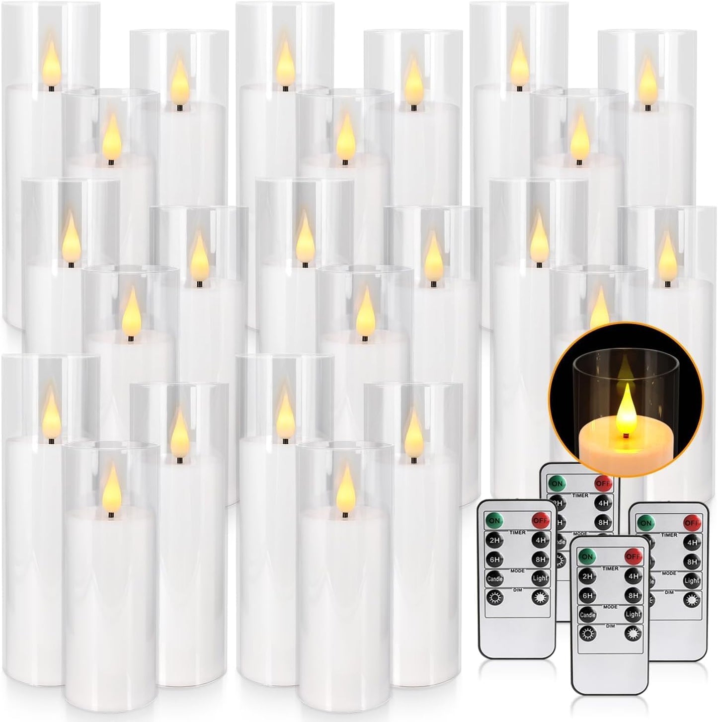 24-Pack Waterproof Flameless LED Candles with Remote & Timer – 4", 5", 6" Sizes for Halloween & Weddings