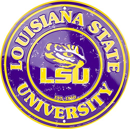 LSU Tigers 12 Inch Embossed Metal Nostalgia Sign - Officially Licensed