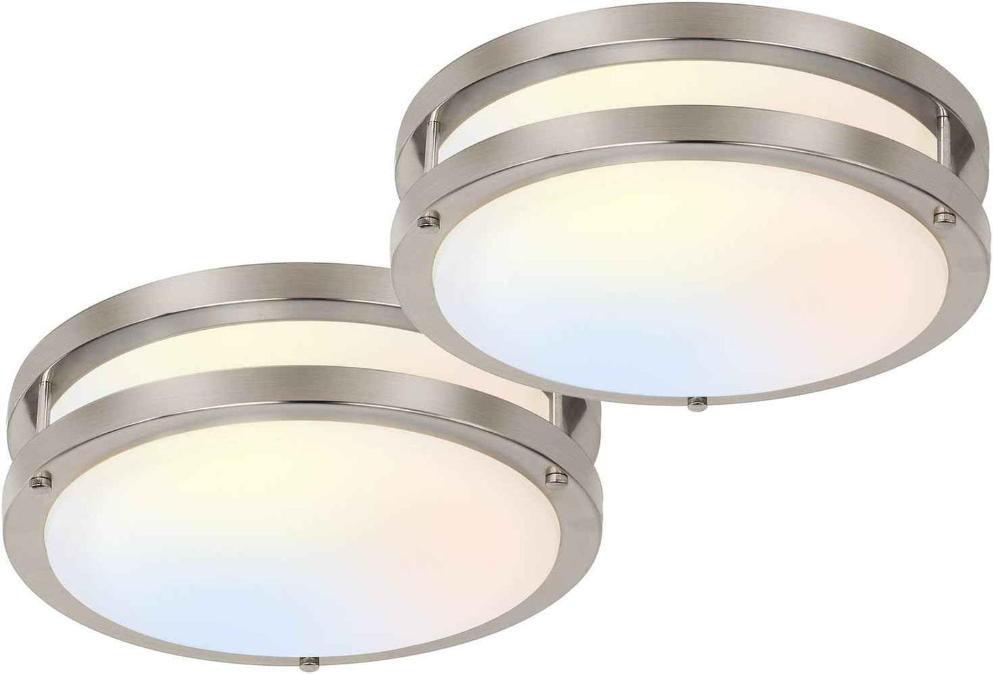 Adjustable 13-Inch Gold LED Flush Mount Ceiling Light Fixture - Dimmable 2700K-5000K for Hallway, Bathroom & Kitchen (2-Pack)