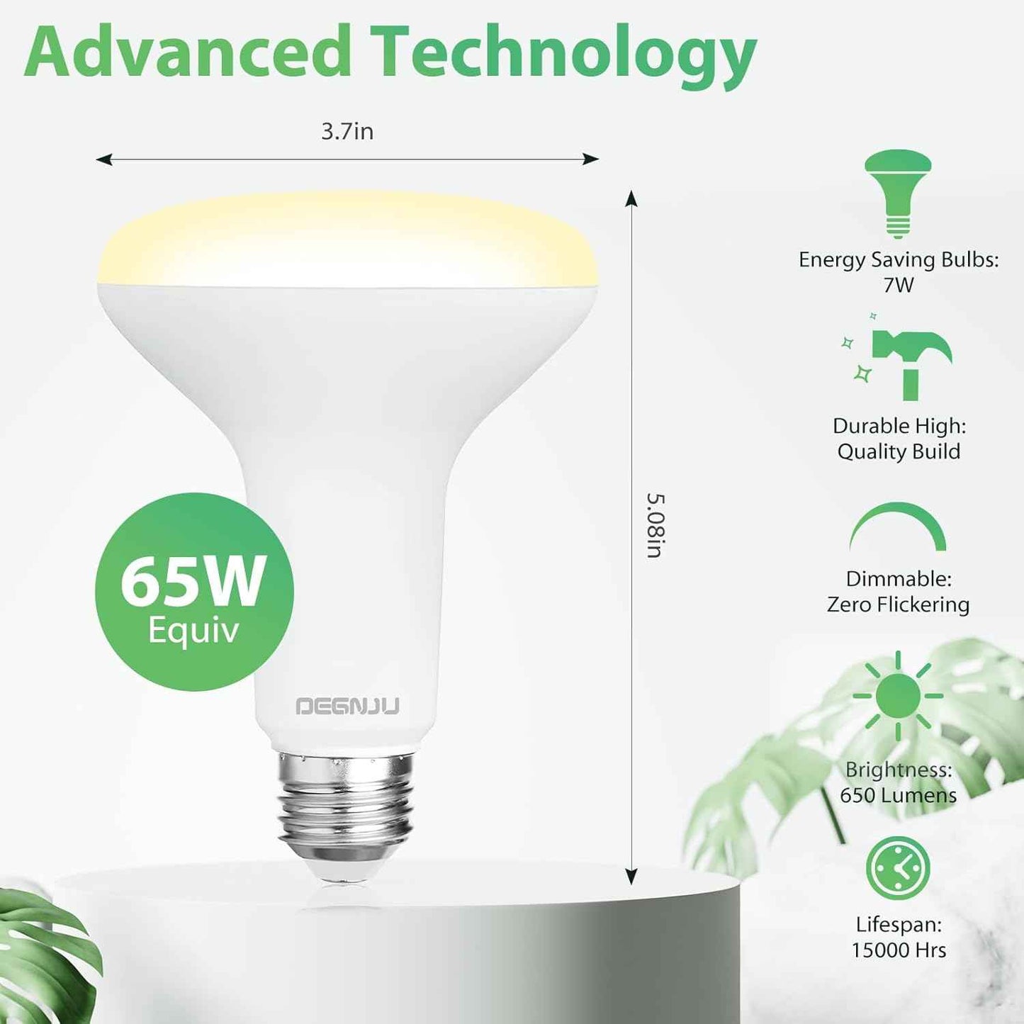 BR30 LED Flood Light Bulbs 24-Pack, 7W Dimmable 650LM Soft White 2700K, E26 Base