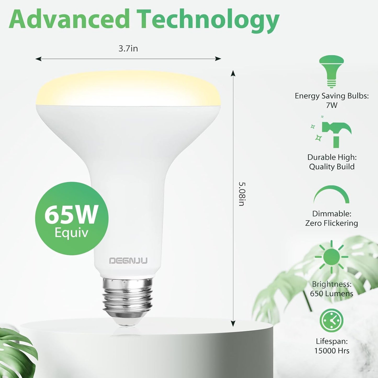 BR30 LED Flood Light Bulbs 24-Pack, 7W Dimmable 650LM Soft White 2700K, E26 Base