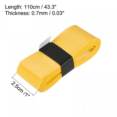 PATIKIL 43.3" Tennis Racket Grip Tape with Hole, 12 Pack PU Overgrip Stretchy Non-Slip Absorb Sweat for Badminton Fishing Rod, Yellow