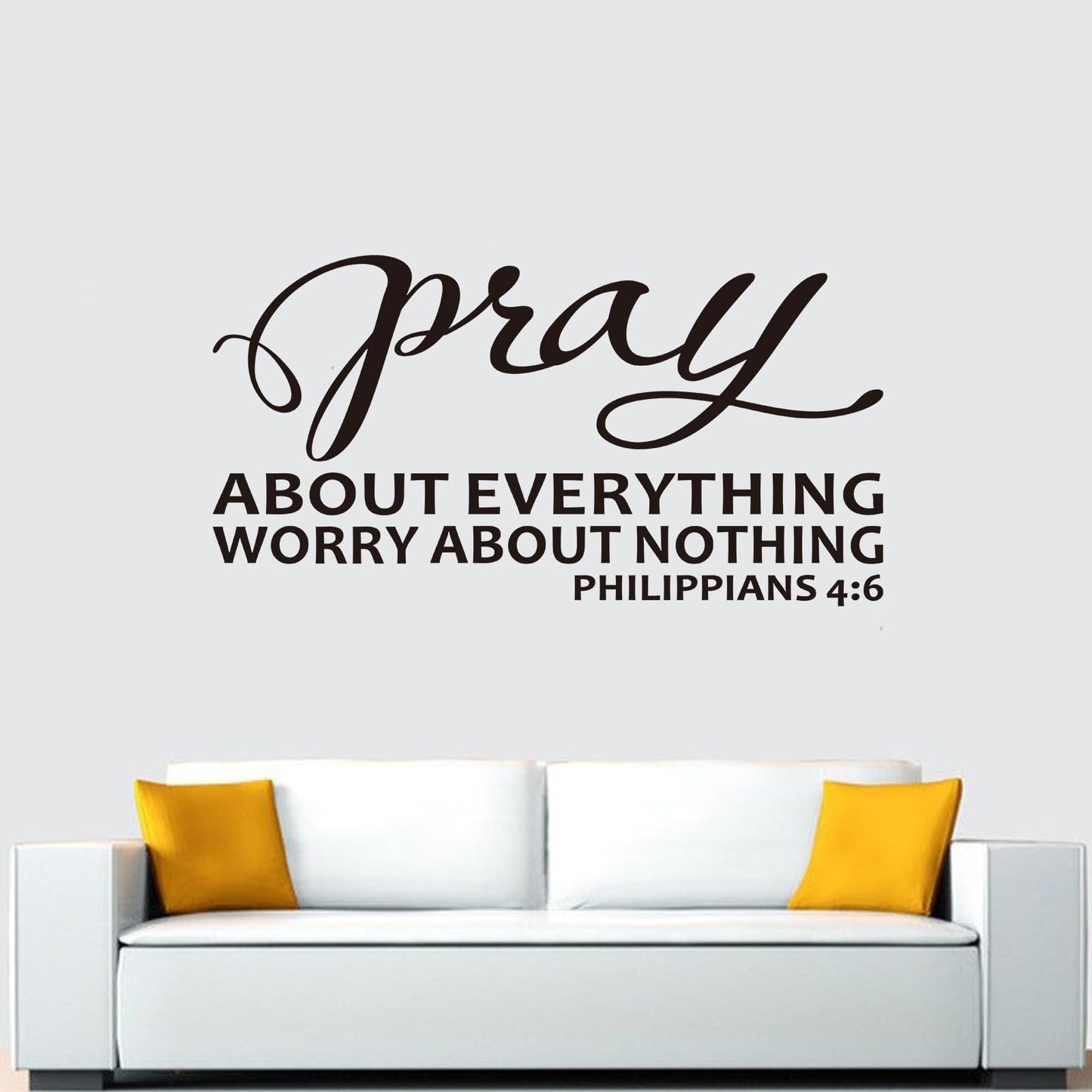Bible Verse Wall Stickers for Bedroom: Christian Quotes Inspirational Living Room Vinyl Art Wall Decals - Pray About Everything 21" X 11"