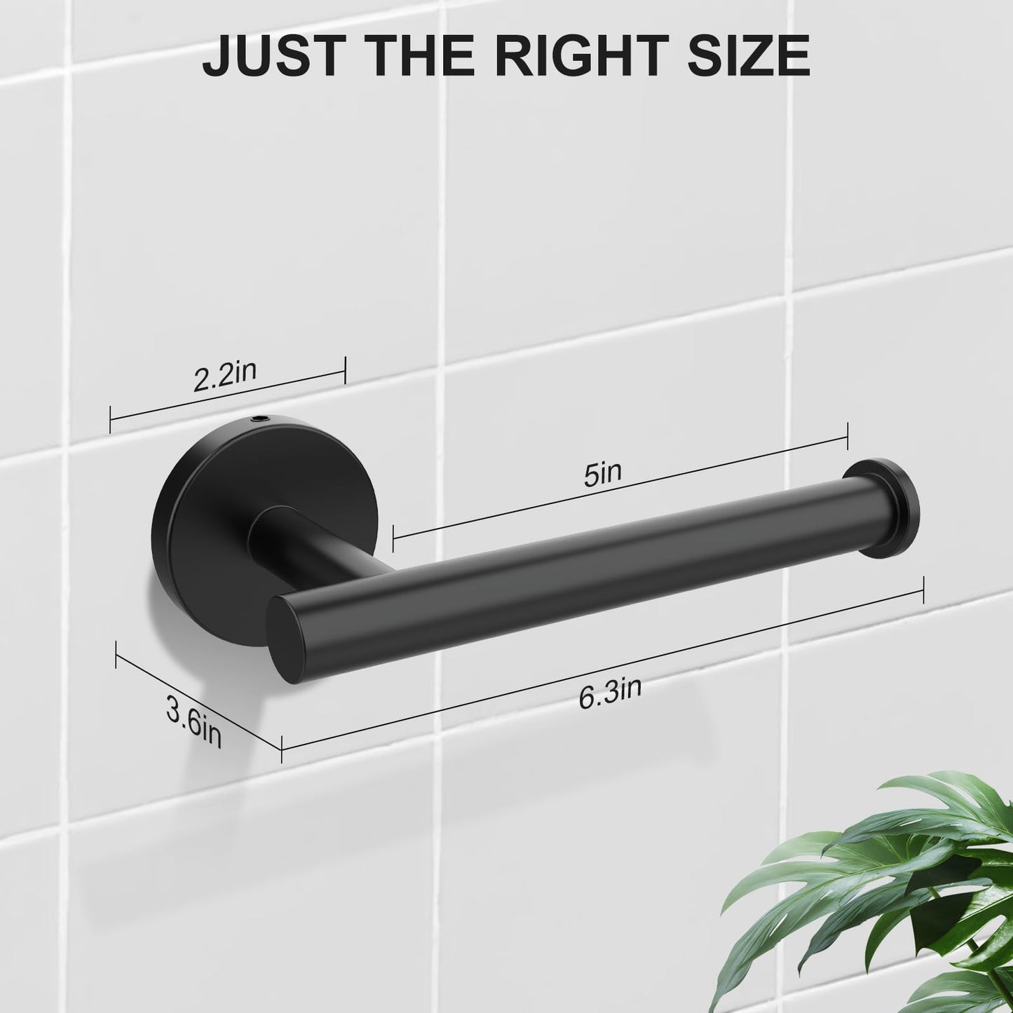 SetSail Toilet Paper Holder Wall Mount Screw-in 2 Packs Matte Black Bathroom Toilet Paper Roll Holders Stainless Steel Tissue Holder for Bathroom Hardware Accessories, Drilling-Hole
