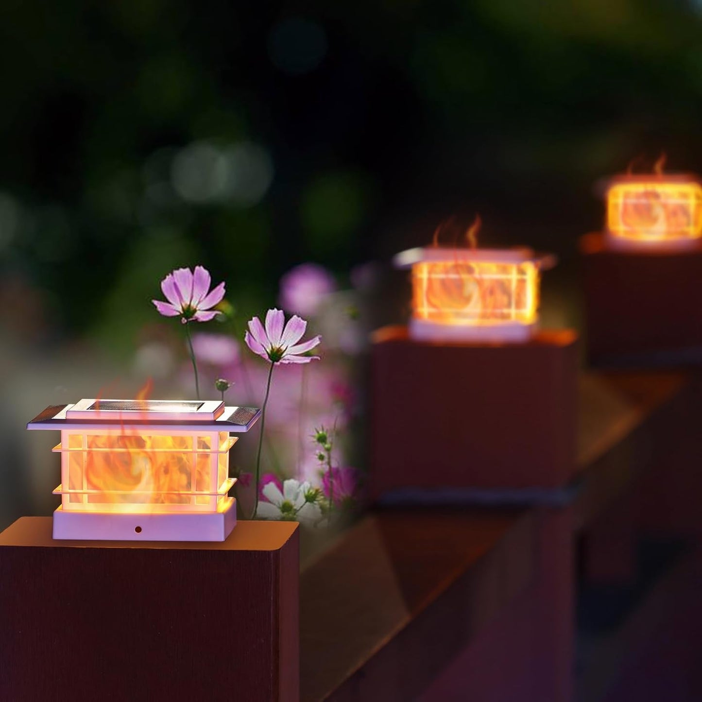 Solar Post Cap Lights - 6 Pack Outdoor Fence Lights for 4x4, 5x5, 6x6 Posts - Bright Warm White LED Decor for Garden & Patio