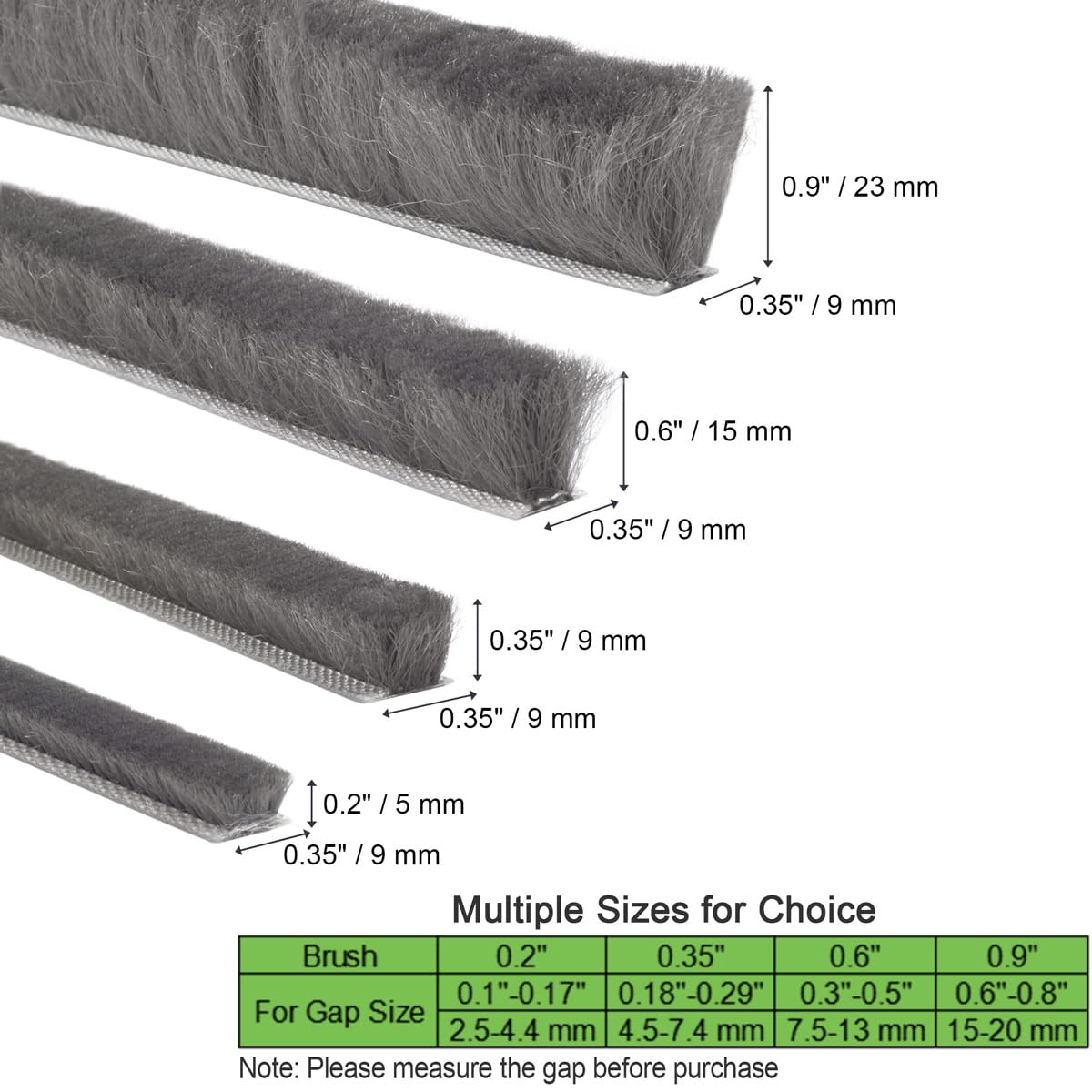 YOCCEK Self-Adhesive Weather Stripping Seal for Doors & Windows – Soundproof Insulation Gap Filler for Sliding, Exterior, Front, and Jamb Frames – 0.35" x 0.35" x 16.5 ft, Gray