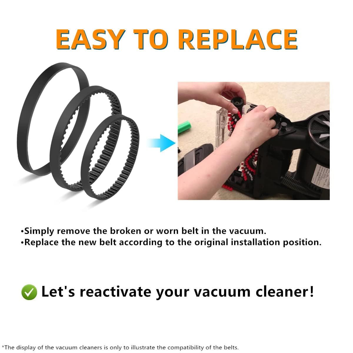 JEDELEOS Replacement Belt Set for Bissell ProHeat 2X Revolution Pet Carpet Cleaner Model 1548 1551 1551W 1550 Series, Replace Parts 1606419, 1606418 and 1606428 (Pack of 4)