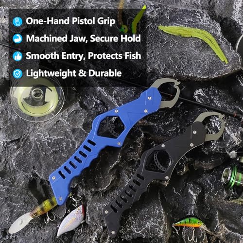 Aluminum Pistol-Grip Fish Lip Gripper Tool - Blue