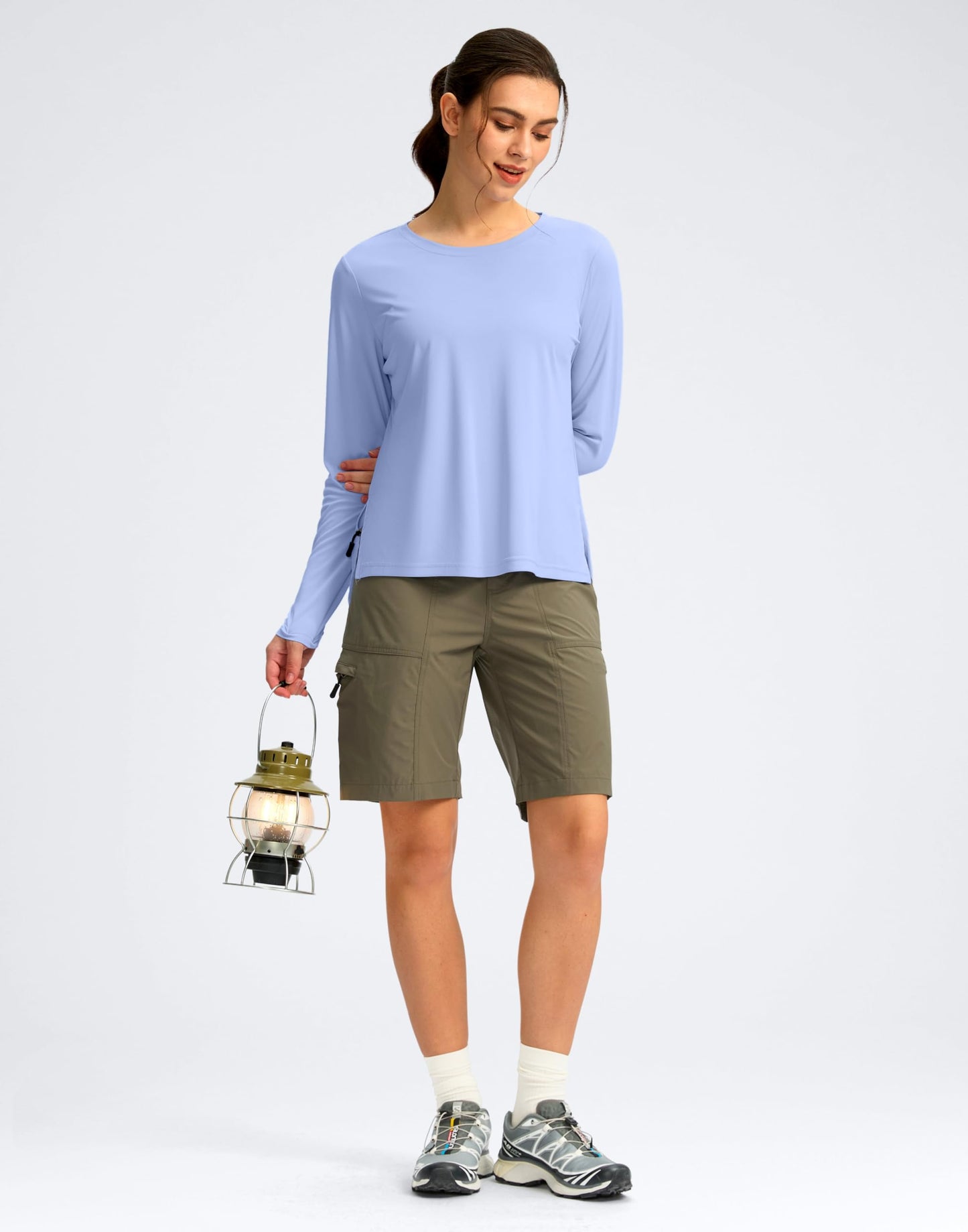 Soothfeel Women's Sun Shirts UPF 50+ Long Sleeve UV Protection Workout Hiking Tops Lightweight Quick Dry SPF Outdoor Shirt Snow_Blue XL