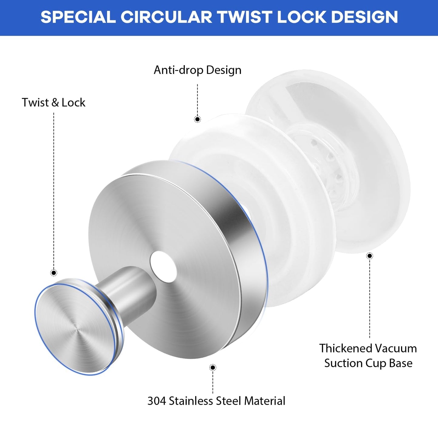 HRMNUS Suction Cup Hooks for Shower, Bathroom,Glass Door, Mirror, Kitchen,Tile – Loofah, Towel, Coat, No-Drill Bath Robe Hook Holder for Hanging up to 15 lbs Removable Wall Hooks,Brushed silver,4packs