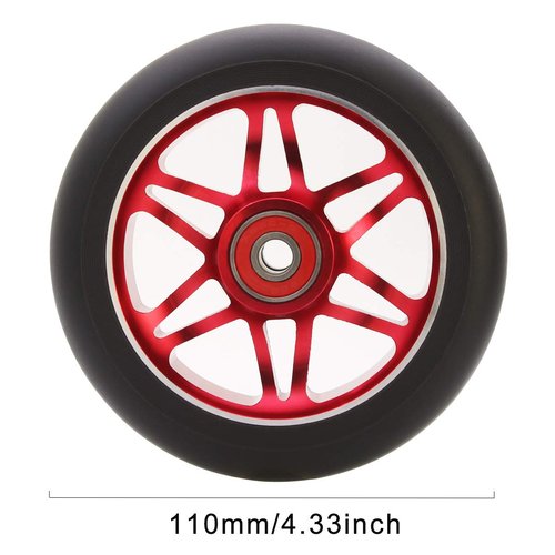 Z-FIRST 2Pcs 110mm Pro Scooter Wheels with ABEC 9 Bearings Fit for MGP/Razor/Lucky Envy/Vokul Pro Scooters Replacement Wheels (A-Red)