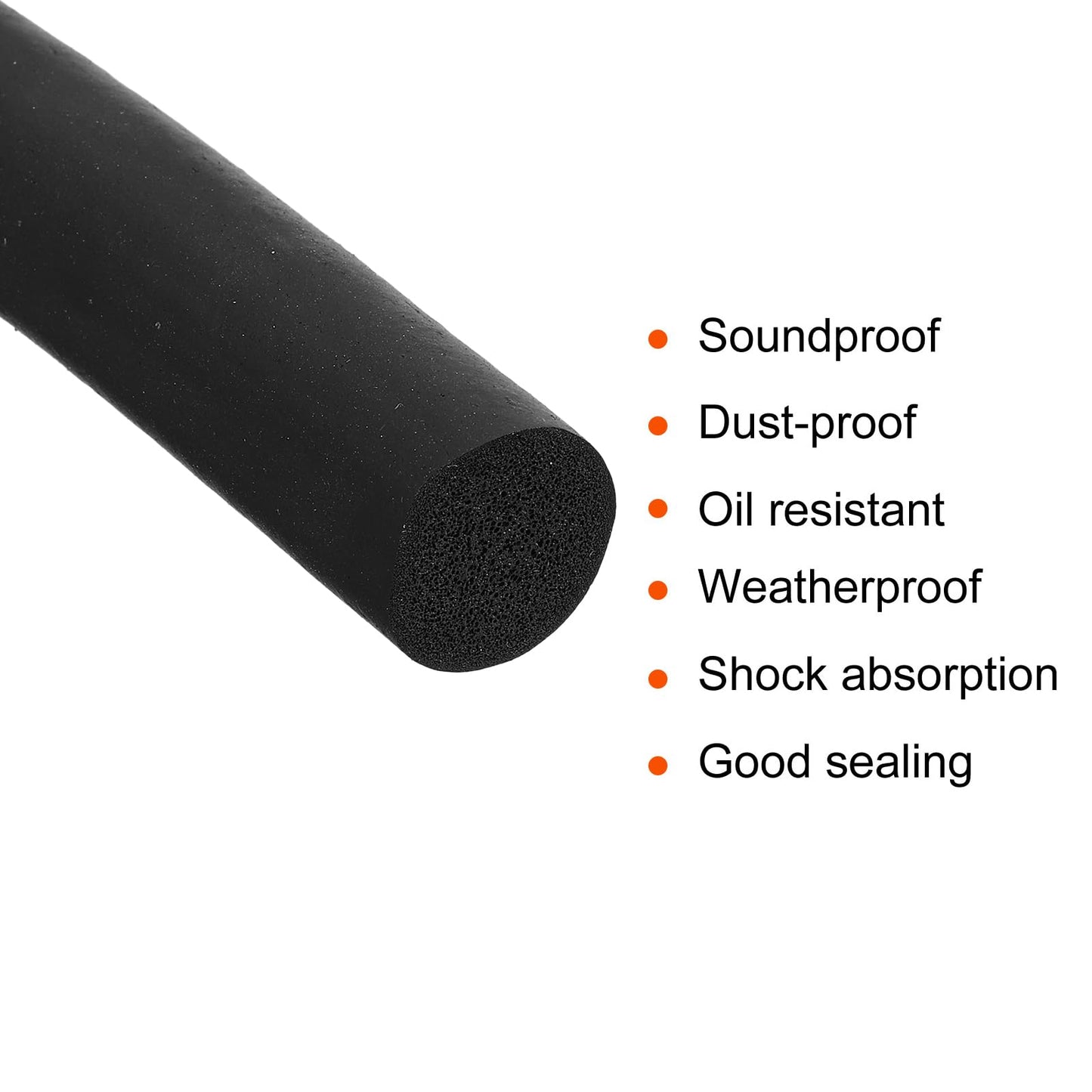 uxcell Foam Rubber Weather Seal Strip, 6.35mm(1/4") Diameter 7.5 Meters (24.61Ft) Long Round EPDM Rubber for DIY Gasket, Warehouse, Pads, Foam Tubing, Crafts