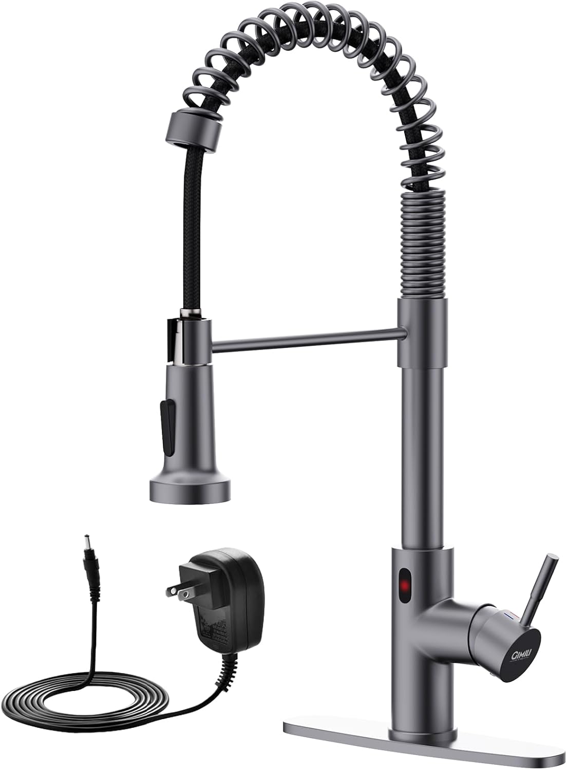 Matte Black Kitchen Faucet with Soap Dispenser - Commercial Single Handle Pull Down Sprayer
