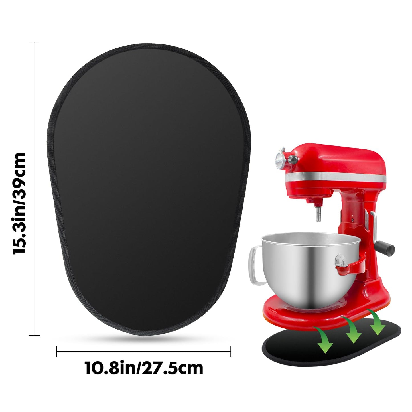 Mixer Sliding Mat for Kitchen Aid - Kitchen Counter Appliance Slider Mat Mixer Attachment for Kitchenaid 5-8 Qt Bowl Lift Stand Mixer, Mover Slider Pad Mixer Countertop Accessories Black