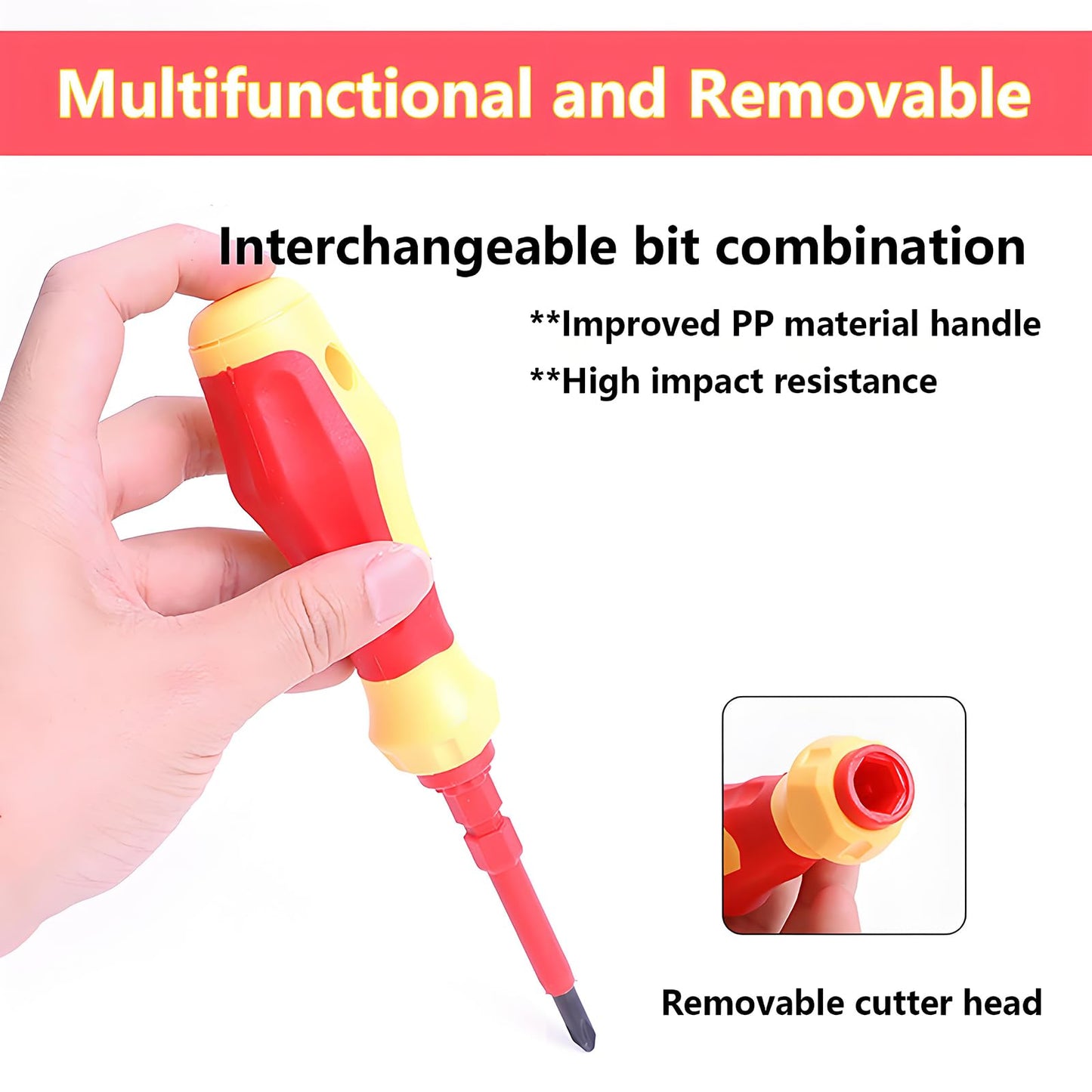 Insulated Screwdriver Set for Electricians – Ergonomic Handle, Magnetized Tips, Durable for Electrical Work, Receptacle & Outlet Screwdriver, Multi-Tool (3 in 1)