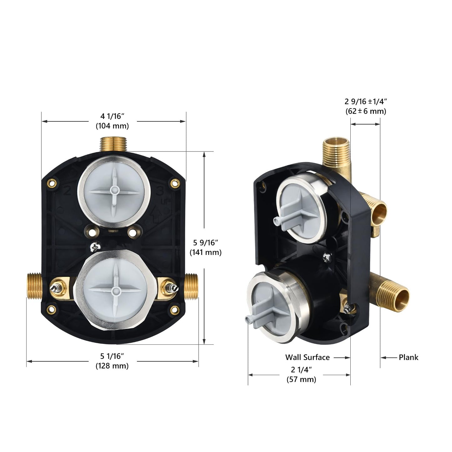 R22000-WS Integrated Shower and Diverter Valve for DT 3 or 6 Setting Custom Shower Valve, Brass Consctructed (with Screwdriver Stops)