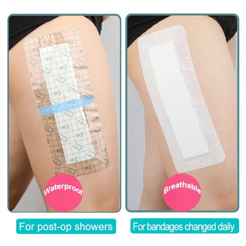Waterproof Bandages for Knee Replacement Shower Cover Post Surgical Recovery Shower Protector First Aid Wound Adhesive Island Dressing Incisions 4 X 10 Inch Pack 0f 25