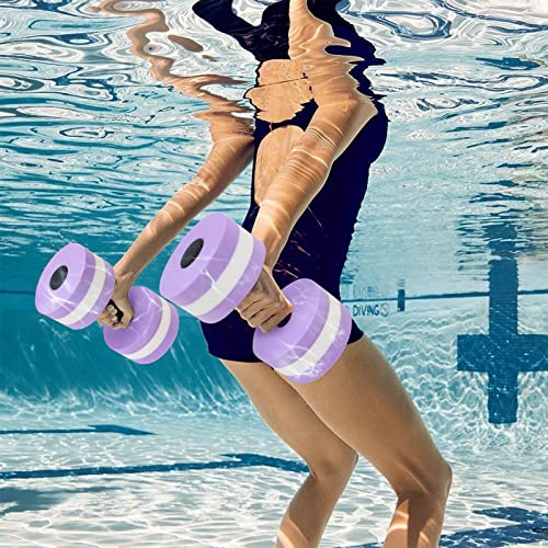 Water Dumbbells for Pool Exercise - 2 Pcs Lightweight EVA Foam - Purple
