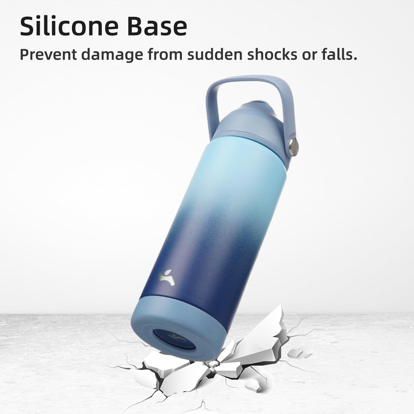 Konokyo Insulated Water Bottle with Straw Lid,18 oz Stainless Steel Vacuum Metal Bottle with Silicone Handle,Sky