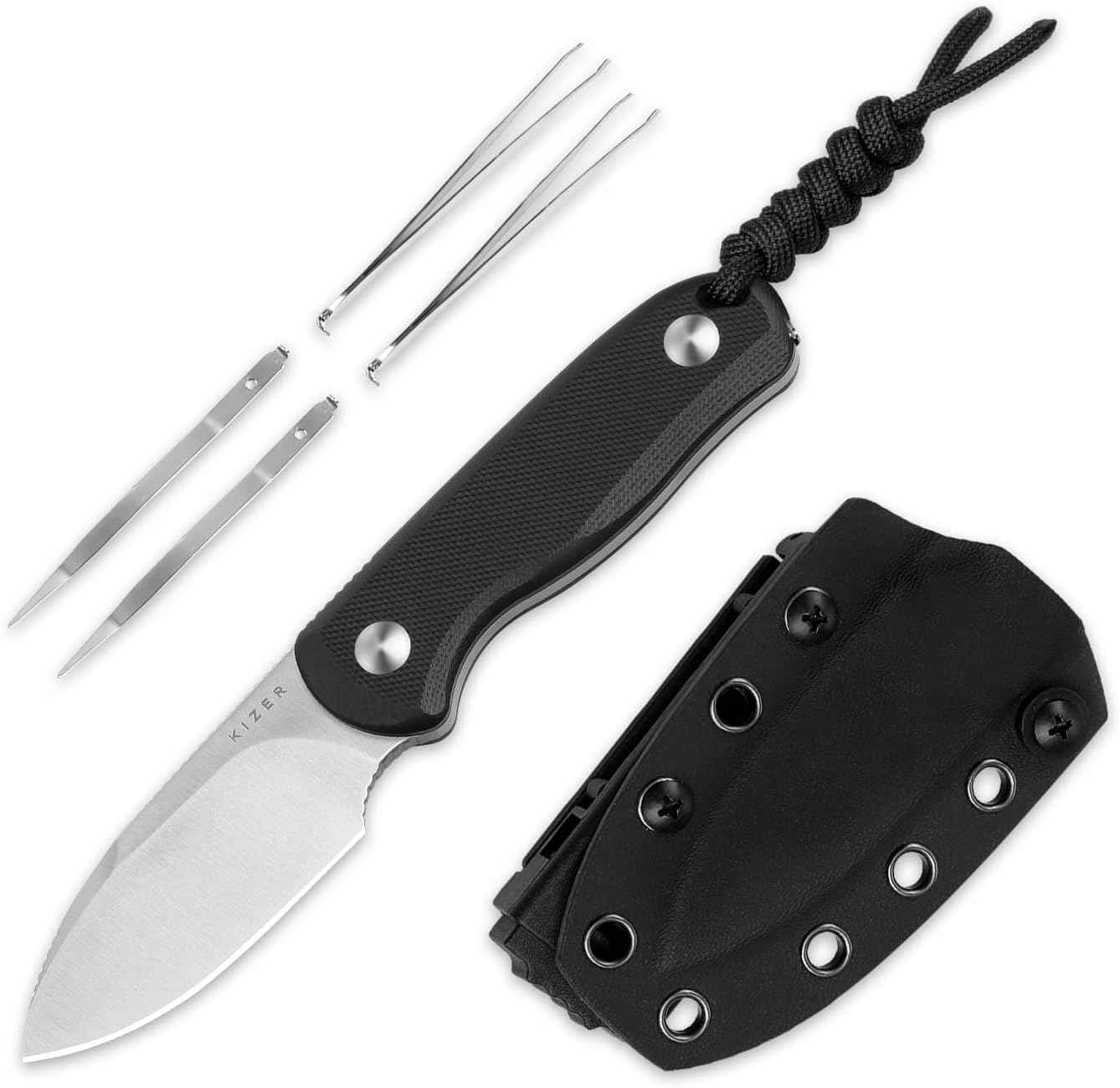 Kizer Drop Bear EDC Fixed Blade Knife - 2.57" 14C28N Blade, Yellow PEI Handle, Compact Survival Knife with Kydex Sheath