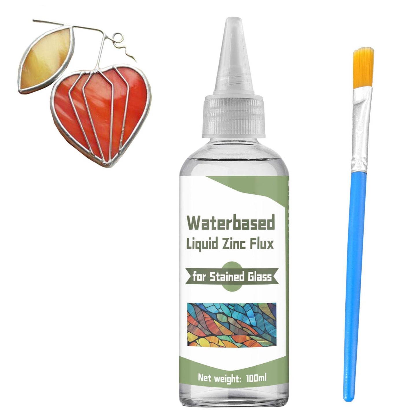 WAN2TLK Liquid Flux Soldering 100ml - Stained Glass Flux for Soldering Work, Glass Repair and More - Stain Glass Tools and Supplies - Waterbased Liquid Zinc Flux for Stained Glass