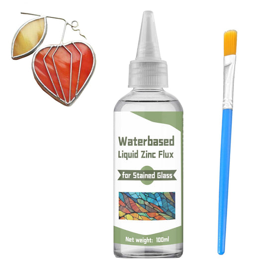WAN2TLK Liquid Flux Soldering 100ml - Stained Glass Flux for Soldering Work, Glass Repair and More - Stain Glass Tools and Supplies - Waterbased Liquid Zinc Flux for Stained Glass