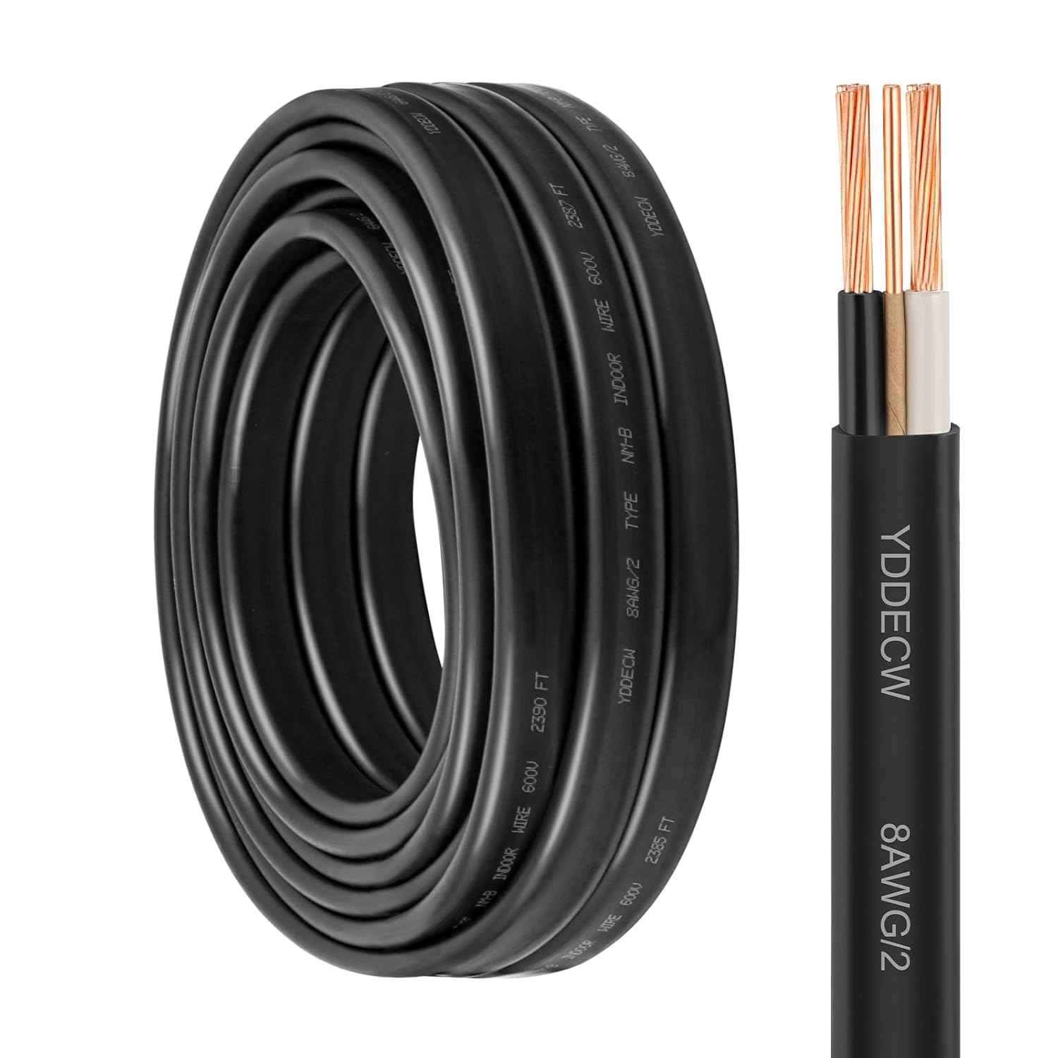 14 Gauge NM-B Wire with Ground - 50FT Pure Copper Indoor Electrical Cable for Outlets & Switches