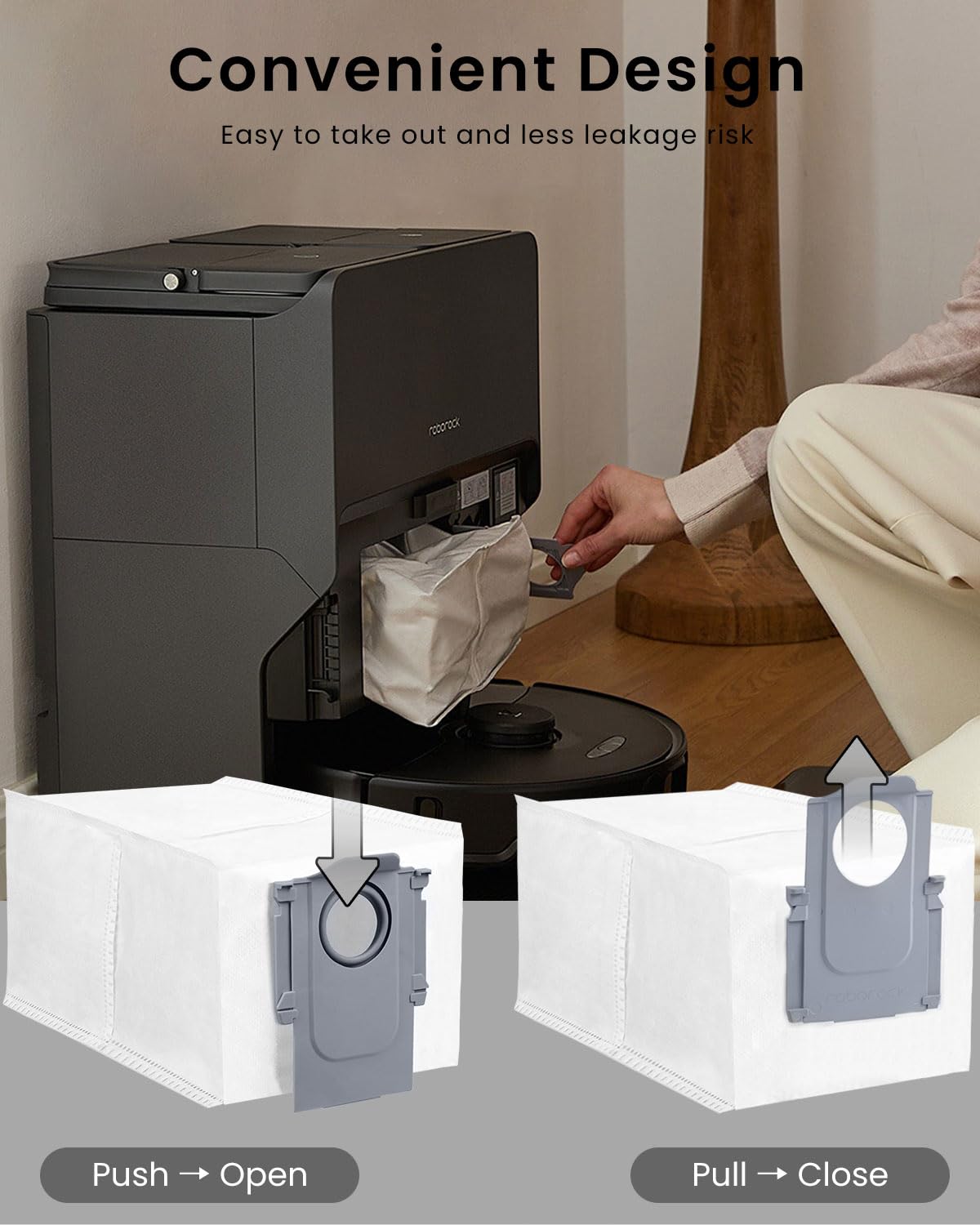 6Pack Vacuum Dust Bags for Roborock QV 35A,Qrevo S5V,Saros 10/10R/Qrevo/Q RevoS/Qrevo Pro/Plus/MaxV/Master/Curv S5X/Edge S5A/Qrevo Slim Robot Vacuum Dirt Disposal Bags,2.7L Large Qrevo Dust Bag