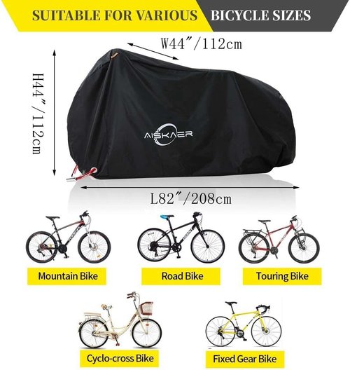 Aiskaer Bike Cover - Waterproof Heavy Duty Protection for 2-3 Bikes | Black Polyester