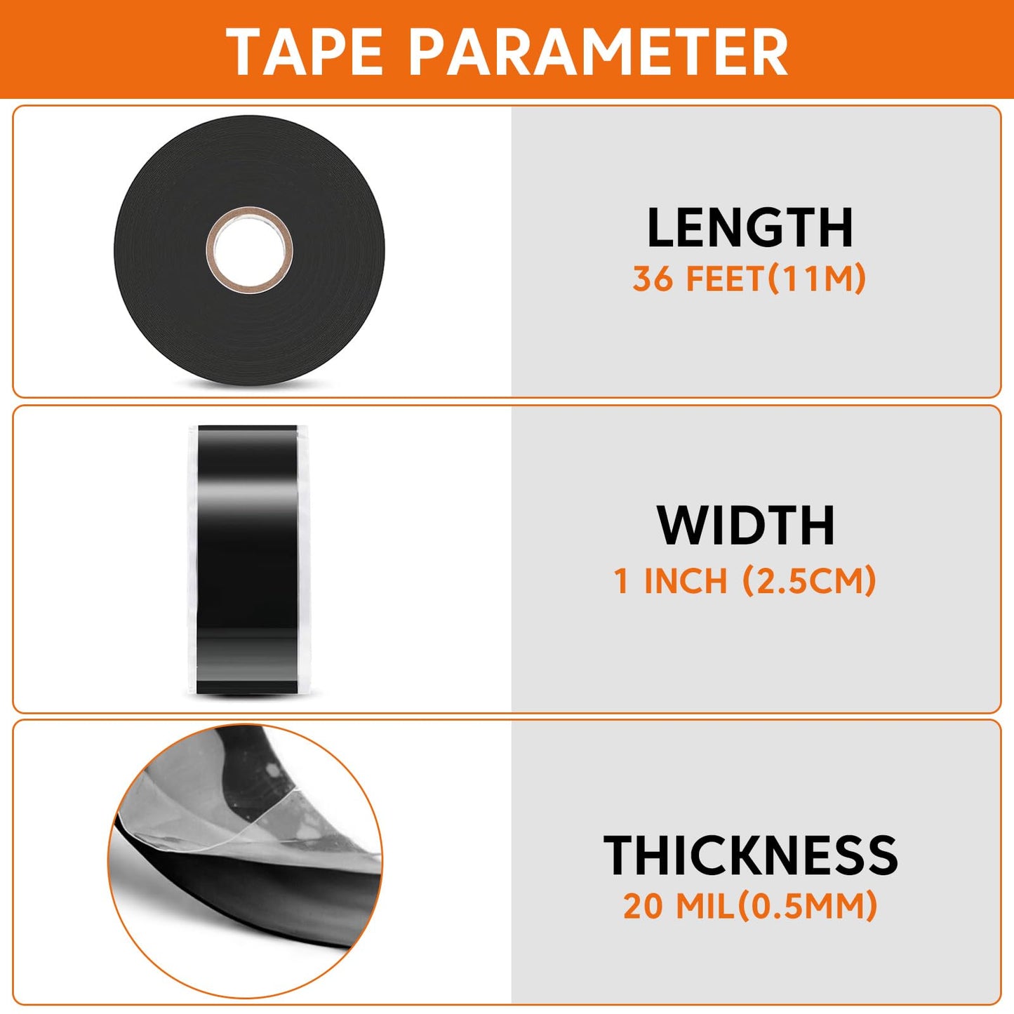 BSONEDO 36FT Self-Fusing Silicone Grip Tape for Handles, Waterproof Tape for Leaks, Plumbing & Electrical Use, Heavy Duty Hose & Cable Insulation