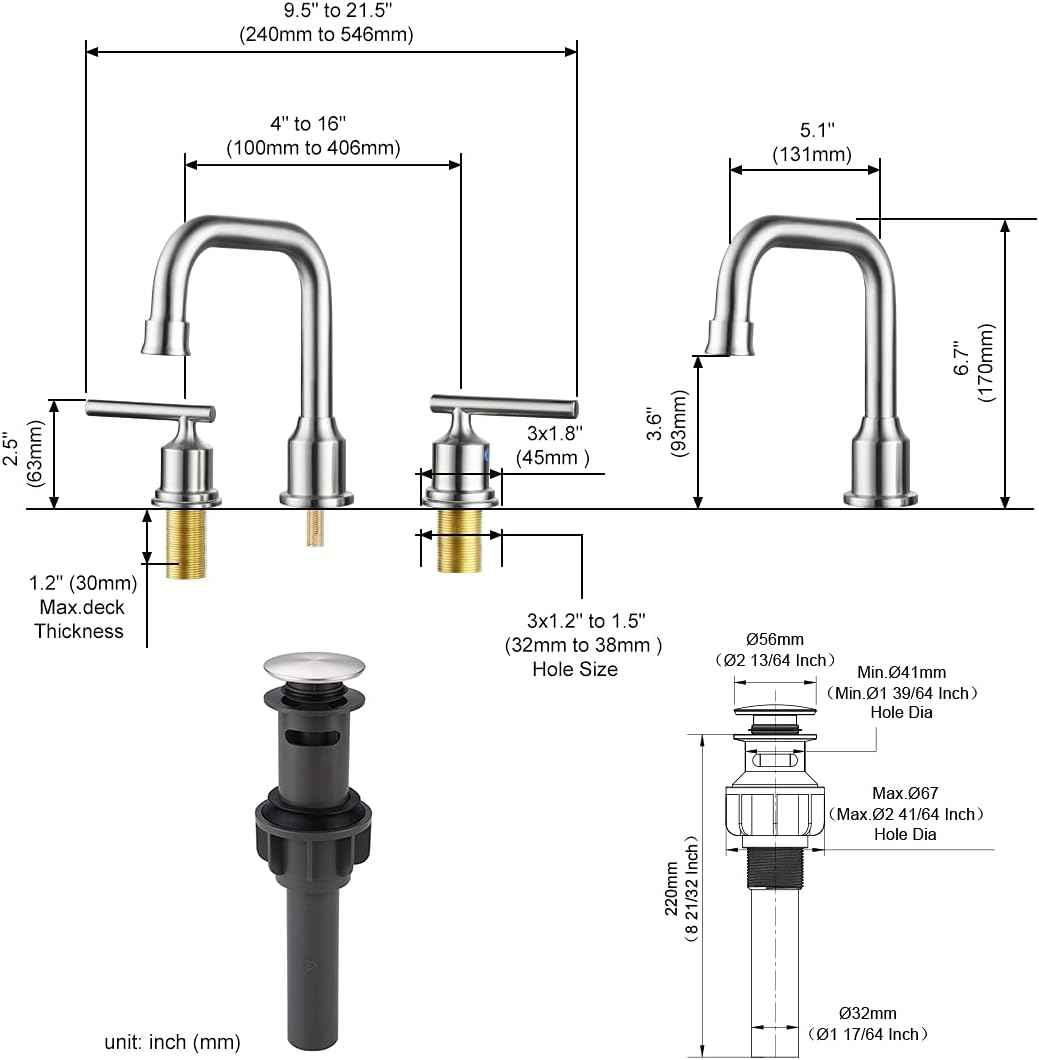Brushed Nickel 8-Inch Widespread Bathroom Faucet with 360° Swivel Spout - Modern 2 Handle Lavatory Sink Fixture