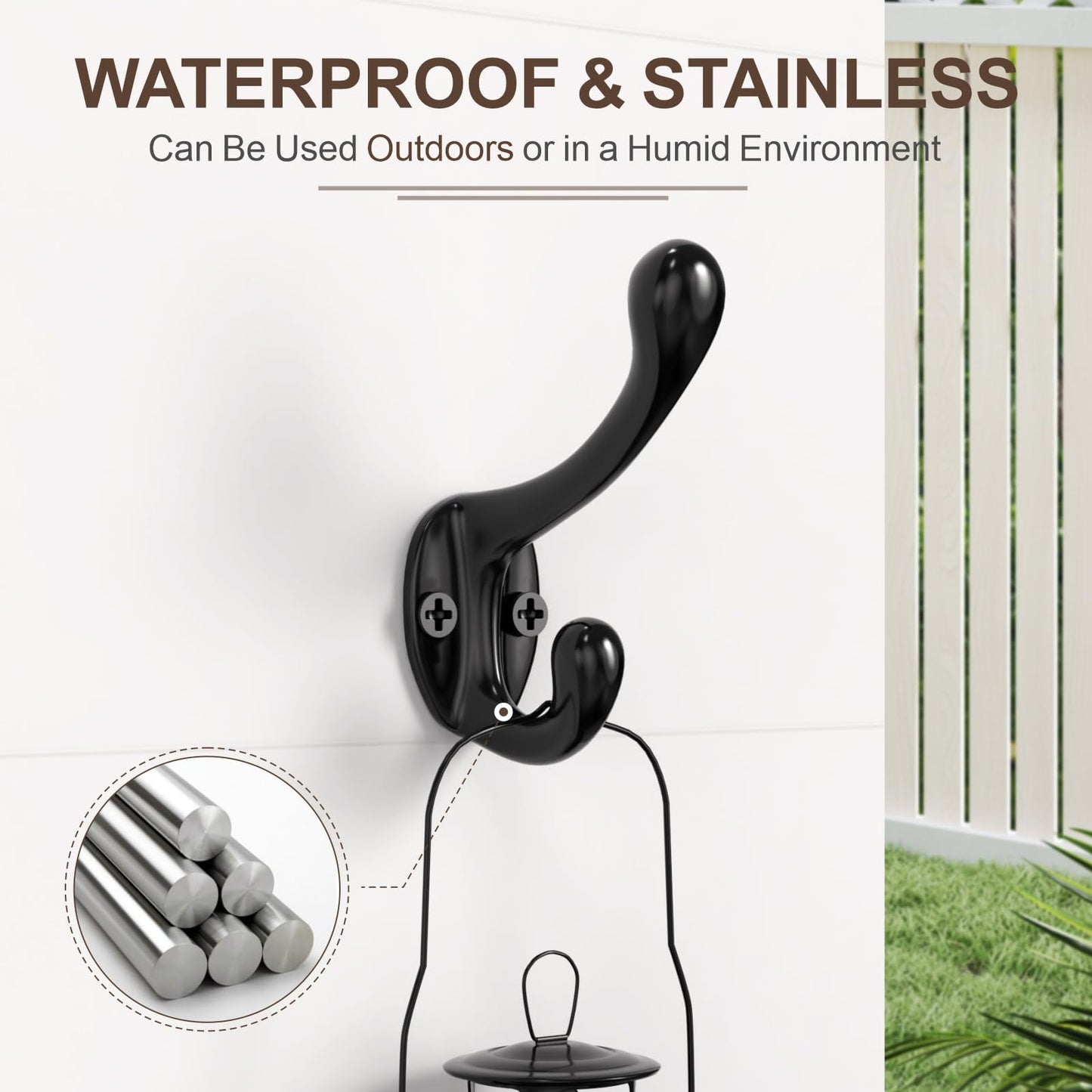 ZBDPOVT Coat Hooks, 16 Pack Black Metal Heavy Duty Screw-in Wall Hooks for Closet, Backpack, Bag, Clothes - Mounted Door Hooks for Classroom, Cubby Organization