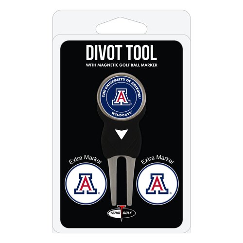 Team Golf NCAA Arizona Wildcats Divot Tool Pack With 3 Golf Ball Markers Divot Tool with 3 Golf Ball Markers Pack, Markers are Removable Magnetic Double-Sided Enamel
